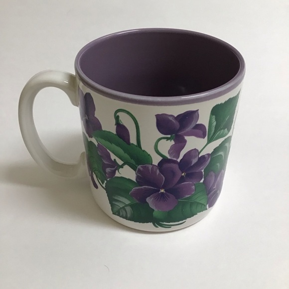 African Violets Coffee Mug Jane Bowen 1991 Flowers Japan Balloons Tea Vintage - Picture 11 of 12